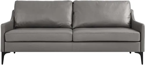 Vista 4 de Modway Sofá Corland de cuero y metal de estilo moderno en acabado gris