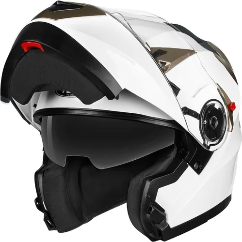 Vista 7 de Motorcycle Modular Full Face Helmet DOT Approved - YEMA Helmet YM-925 Motorbike Casco Moto Moped Street Bike Racing Helmet with Sun Visor for Adult