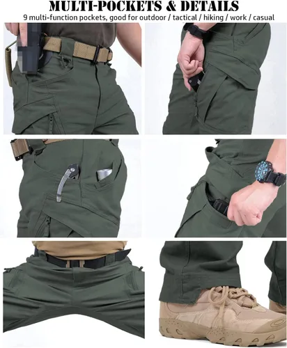 Vista 4 de NAVEKULL Pantalones tácticos de carga militar para hombre, tejido Ripstop, ligero, de algodón, elástico, para combate, al aire libre, pantalones