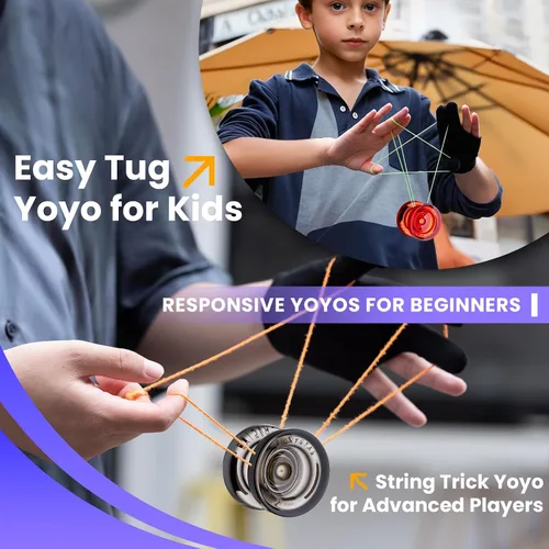 Vista 4 de MAGICYOYO K2 Responsive Yoyos para niños de 8 a 12 años, paquete de yoyo profesional de doble función con función de giro de dedo, yoyo profesional