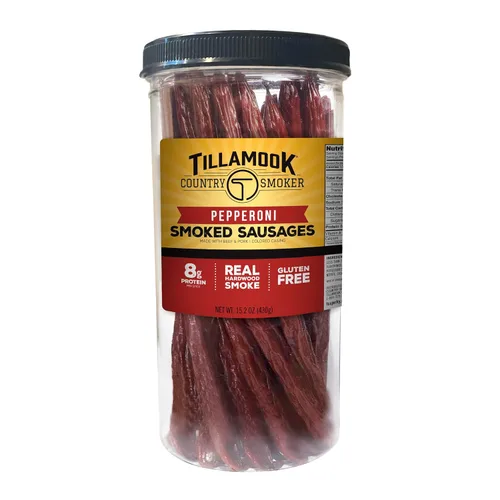Vista 11 de Tillamook Country Smoker - Salchichas ahumadas aptas para dietas cetogénicas, sin azúcar, sabor original, 10 onzas