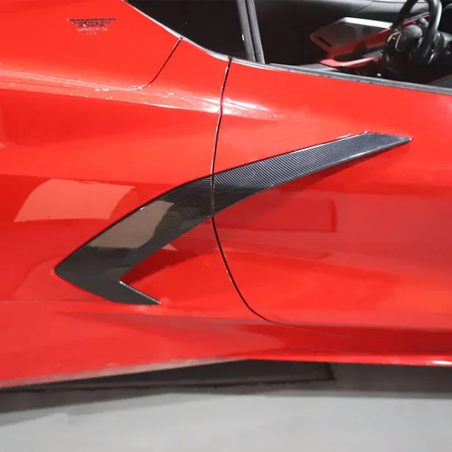 Vista 4 de crosselec Cubierta de salida de aire lateral de cuerpo exterior de fibra de carbono para Chevrolet Corvette C8 2020-2025