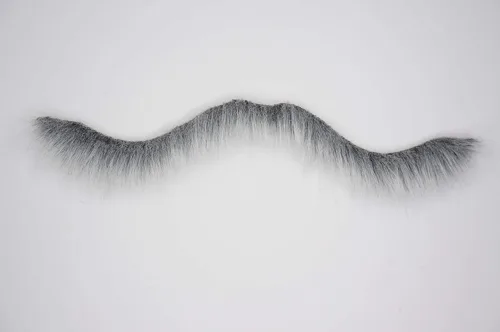 Vista 4 de Mustaches Self-Adhesive Fake Mustache, Synthetic Fur Costume Accessory Set Arqueólogo gris con blanco