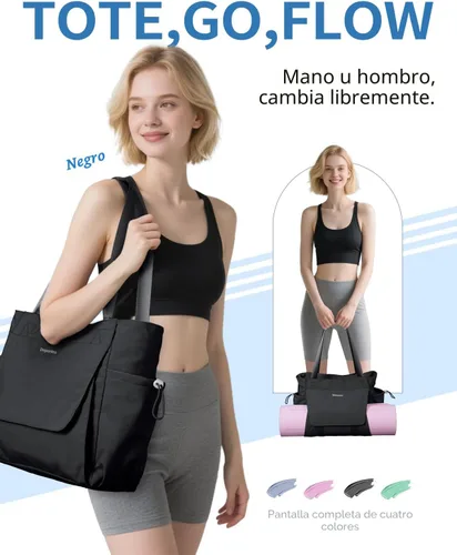 Vista 6 de sportsnew Bolsa para esterilla de yoga, bolsas de gimnasio para mujeres y hombres con bolsillo impermeable y gancho y bucle, almacenamiento