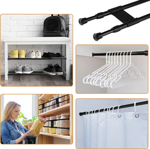Vista 4 de Zubebe 4 piezas Barra doble para refrigerador de RV ajustable con resorte de tensión Barras para refrigerador de RV Accesorios para refrigerador