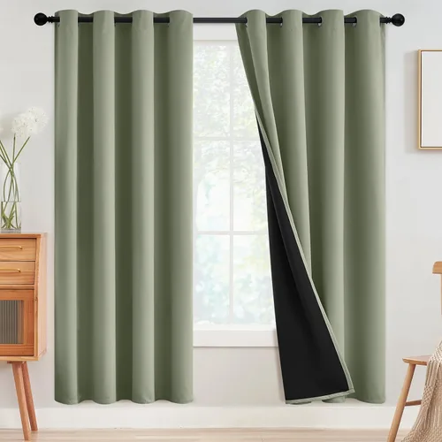 Vista 121 de SimpleHome - Cortinas opacas 100% para recámara, cortinas de ventana con ojales beige, con aislamiento térmico, cortinas de oscurecimiento