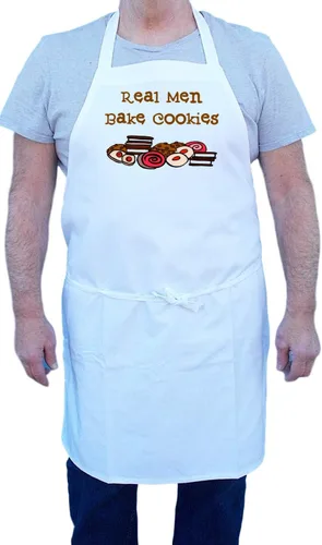 Vista 4 de CoolAprons Delantal blanco divertido para hombres reales que hornean galletas – Regalo de cocina y repostería para papás, esposos, novios o hombres
