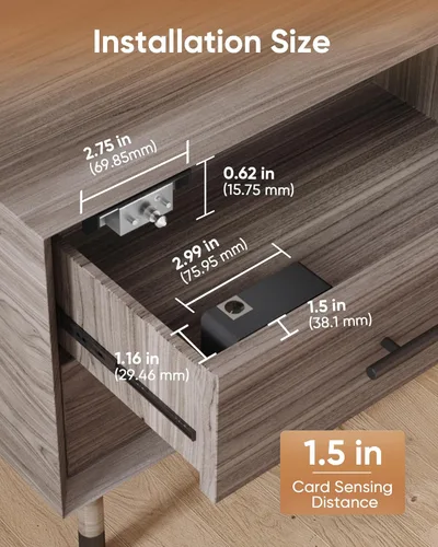 Vista 2 de Cerraduras de gabinete inteligentes Bluetooth ocultas, cerraduras de cajón sin llave RFID de seguridad para niños y adultos a prueba de niños