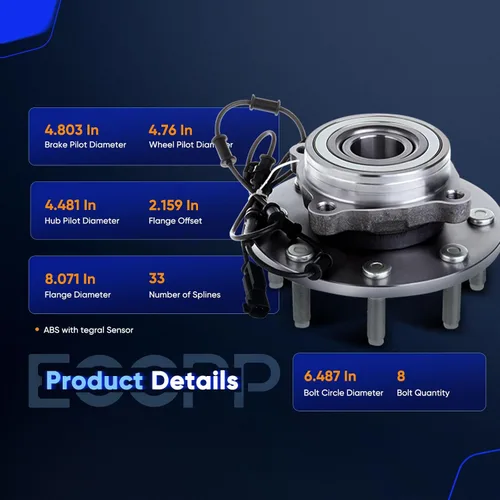 Vista 4 de ECCPP Repuesto compatible con par de 2 conjuntos de cojinete de cubo de rueda delantera 06 07 08 Dodge Ram 2500 3500 1500 4WD 4X4 Para Dodge Ram