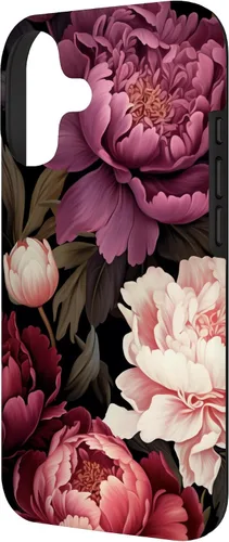 Vista 2 de Carcasa para iPhone 17 con diseño floral de peonía rosa magenta y rubor