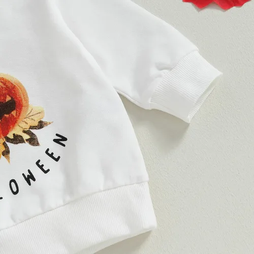 Vista 5 de Halloween Baby Boys' Pumpkin Long Sleeve Sweater Small Foot Pants Sports Two Piece Set 3 To 18 Baby Princess