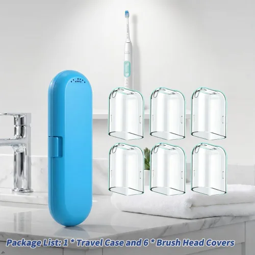Vista 7 de Funda de viaje para cepillo de dientes compatible con cepillo de dientes eléctrico Philips Sonicare y 6 fundas reutilizables para cabezales