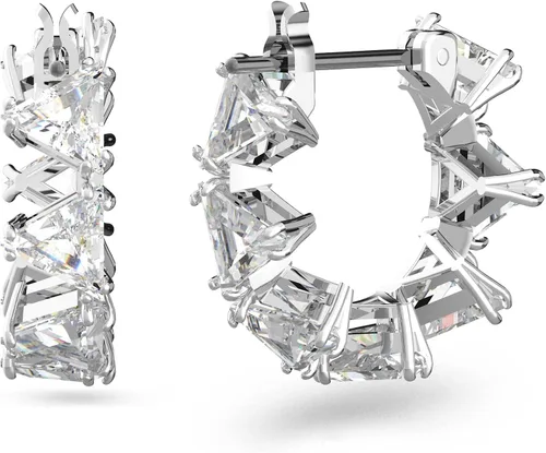 Vista 2 de Swarovski Matrix Hoop Earrings, Clear Crystals, Rhodium Finish