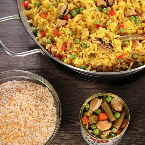 Vista 5 de Vigo Auténtica paella valenciana, cena de arroz amarillo y mariscos, receta española (cena de arroz amarillo y mariscos, 19 onzas (paquete de 6))