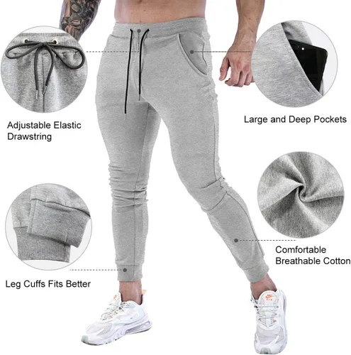 Vista 5 de Wangdo Pantalones deportivos ajustados para hombre, pantalones deportivos cónicos para entrenamiento, pantalones deportivos casuales para correr