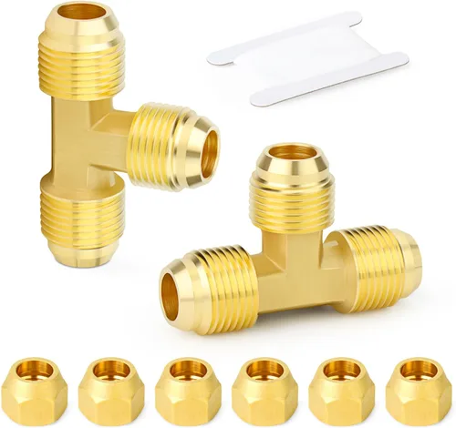 Vista 10 de GASHER Adaptador de codo de montaje de tubo de latón de 1/2 pulgada flare x 1/2 pulgada NPT macho Pipe