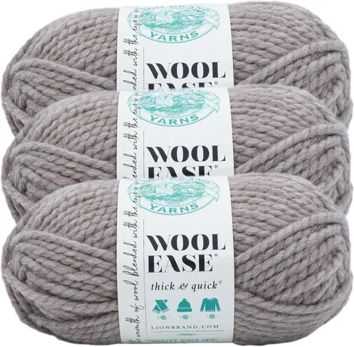 Vista 114 de Lion Brand Yarn - Ovillo de lana Wool-Ease Thick & Quick color fuerza aérea Super Bulky Wool Acrylic Blend Fiber for Soft Hats, Sweaters, Chunky