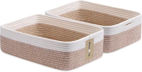 Vista 34 de MiniArk Cestas organizadoras grandes poco profundas de 15 x 11 x 5.1 pulgadas, contenedores de almacenamiento tejidos de cuerda para baño, estantes