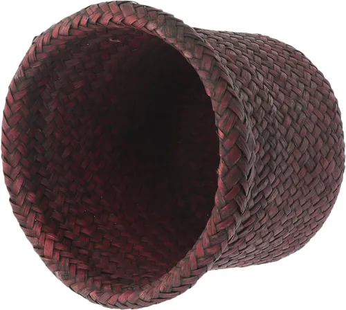 Vista 9 de NUOBESTY Cesta redonda de hierba marina: 5.5 x 7.1 pulgadas, cubierta de macetas tejidas, contenedores de macetas - Cesta de mimbre para plantas