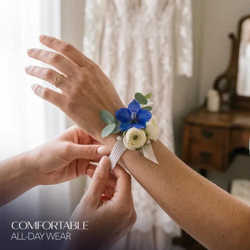 Vista 3 de Royal Imports Corsage - Pulseras elásticas para la mano, para boda, graduación, flores, dama de honor, festival floral Boutonniere, fiestas