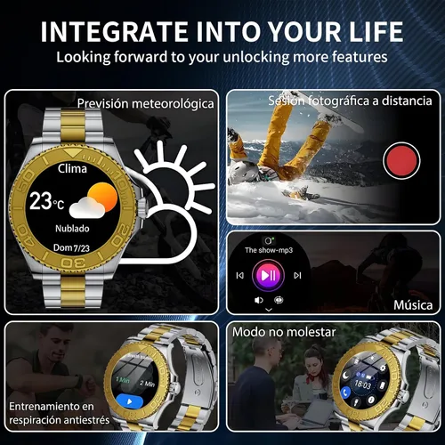 Vista 6 de J-CD Reloj inteligente para hombre, pantalla HD de 1.32 pulgadas, compatible con hacer y recibir llamadas, monitor de sueño, modo deportivo, reloj