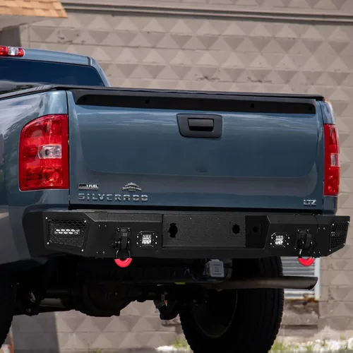 Vista 3 de VIJAY Parachoques delantero y trasero para Chevy Silverado 1500 2007-2013 con placa de cabrestante y luces