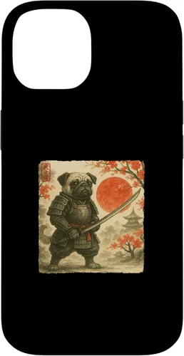 Vista 4 de Pug Samurai Japanese Warrior Costume Sumi-e Art Funny Case for iPhone 17
