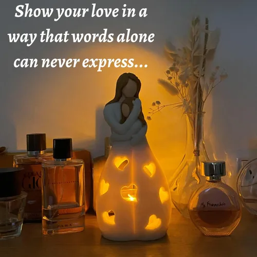 Vista 2 de OakiWay Regalos para mamá de hija, hermanas, para mujeres, portavelas con vela LED parpadeante, mamá e hija, regalos de amistad para mujeres