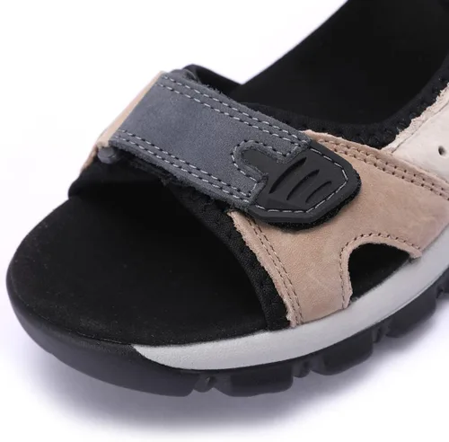 Vista 4 de Harssidanzar Sandalias de cuero para mujer, sandalias para exteriores, sandalias de senderismo, sandalias casuales para caminar, sandalias de playa