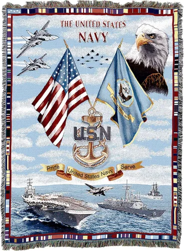 Vista 27 de Pure Country Weavers PCW - Manta fuerte de la Marina de los Estados Unidos, manta militar de regalo, tejida de algodón, fabricada en los Estados