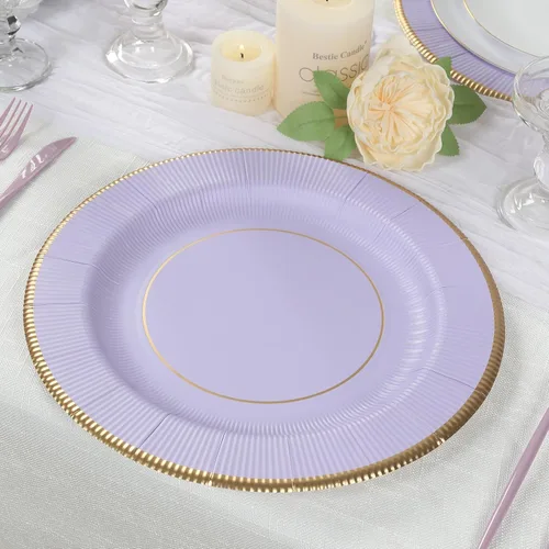 Vista 26 de Efavormart Paquete de 25 Platos Cargadores Desechables Sunray Metallic Sage Green de 13", Bandeja de Servir de Cartón, Redonda - 350 GSM Verde