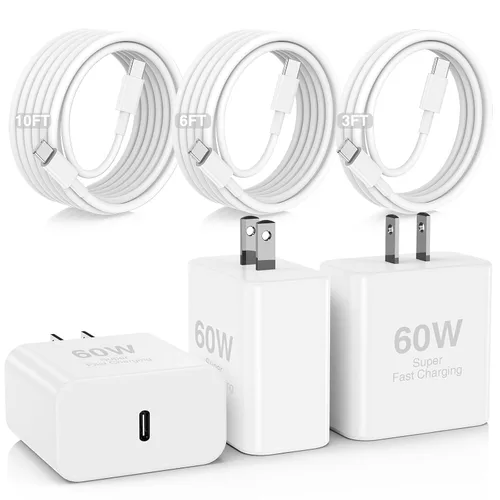 Vista 13 de Hzevn Bloque de cargador de pared rápida USB C de 60 W para teléfonos Galaxy S26 Android, paquete de 3 adaptadores de cargador súper rápido