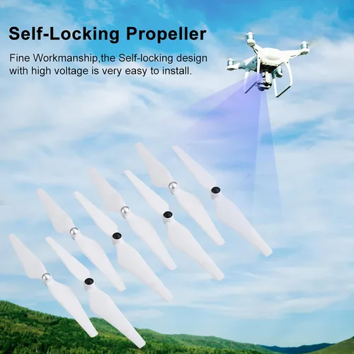 Vista 3 de Reemplazo de hélice de dron, 8 piezas de repuesto autobloqueantes para 1 2 3 3PRO FC40 E300 Quadcopter Accesorios