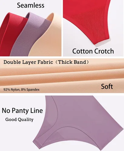 Vista 3 de Knowyou Tangas de cintura alta para mujer, ropa interior sin costuras para mujer, bragas sexys transpirables para mujeres, paquete de 6