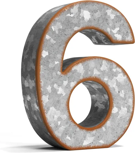 Vista 42 de CraftyCrocodile Números de metal galvanizado de 7" para decoración de pared - Número 3D 0 para colgar y de pie libre - Números de mesa rústicos
