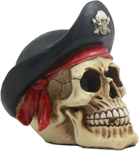 Vista 2 de Gifts & Decor Estatua de esqueleto de capitán pirata merodeador con sombrero de gancho