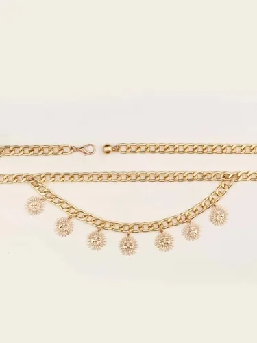 Vista 4 de OuluJade Cinturón de cadena con dije de sol para mujer, Cobre, Sun Charm