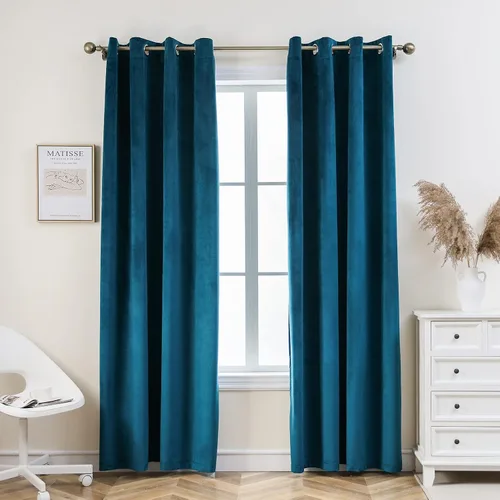 Vista 12 de Pleasant Boulevard - Cortinas de terciopelo para decoración interior de habitaciones y ventanas grandes, elegantes, estilo con ojales, 2 paneles