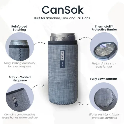 Vista 2 de Sok It Can Sok - Funda de neopreno aislada para cerveza y soda (floral abstracto, funda para lata de 12 onzas)
