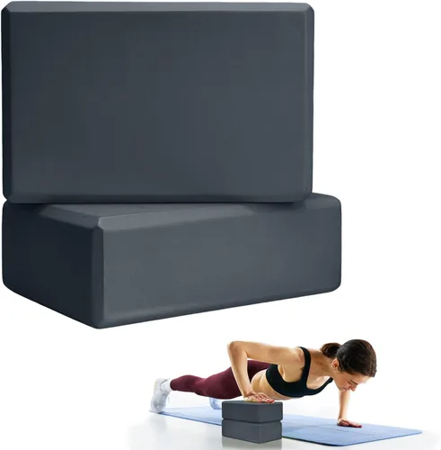 Vista 10 de 2 bloques de yoga, bloques de espuma de 9 x 6 x 3 pulgadas, accesorios de yoga para pilates, estiramiento y meditación, bloques de ejercicio ligeros