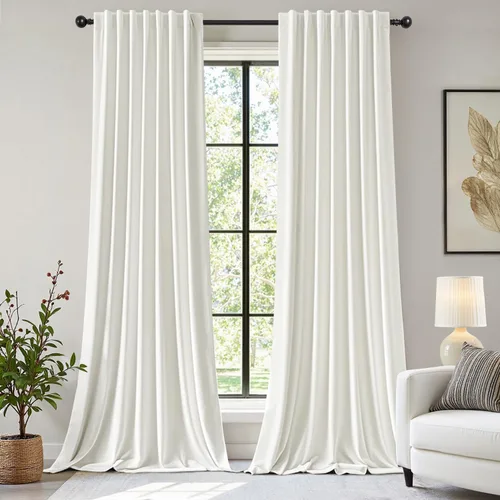Vista 48 de EMEMA Cortinas de terciopelo negro, 2 paneles de 40 x 63 pulgadas de largo, bolsillo trasero para barra