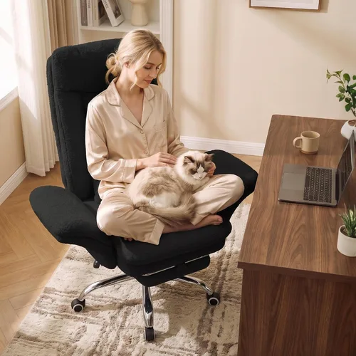 Vista 12 de Silla de oficina entrecruzada, reposabrazos abatibles para mascotas y patas Blanco