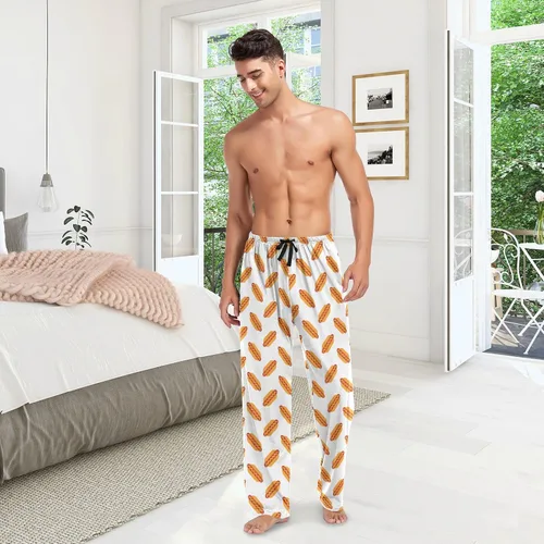 Vista 6 de Pantalones de pijama para hombre, pantalones de pijama de dinosaurio de dibujos animados con bolsillos, pantalones de descanso para dormir