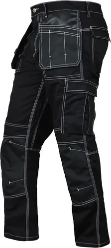 Vista 3 de Pantalones de construcción para hombre con rodillas Cordura reforzadas, pantalones de trabajo de carpintero, pantalones tácticos de seguridad