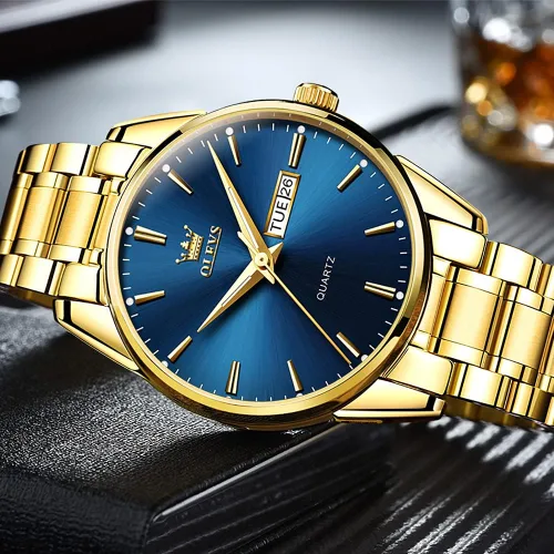 Vista 7 de OLEVS Reloj de cuarzo de cara grande para hombre, correa de acero inoxidable para hombre, relojes de diamantes de moda, analógico, impermeable