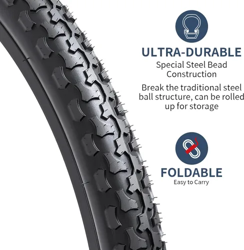 Vista 2 de YUNSCM 2-PCS 24" Mountain Bike Tires 24x1.75/47-507 Compatible with Mountain Bike 24 x 1.75 24X1.75 Bike Bicycle Tires (Y-682)