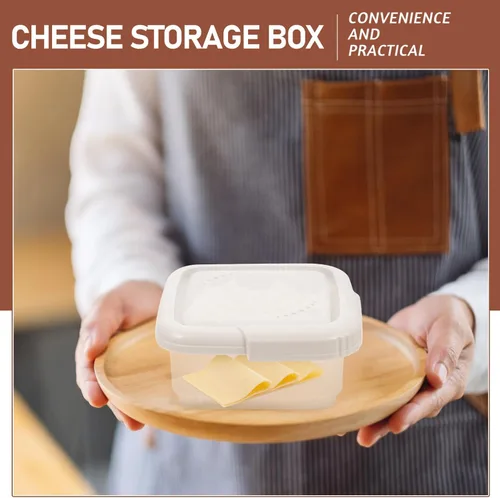 Vista 4 de Cabilock Contenedores de almacenamiento de queso con tapa, soporte de rebanadas de plástico reutilizable, caja de queso hermética, contenedor