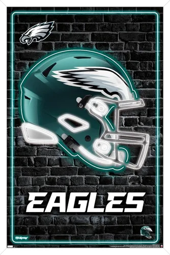 Vista 12 de NFL Philadelphia Eagles - Póster de pared con casco neón 23, 34 pulgadas de largo x 22.4 pulgadas de ancho, versión premium sin marco