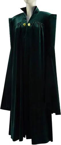 Vista 4 de Disfraz de profesora McGonagall para mujer, overol verde, capa de terciopelo, hechicera, Halloween, bruja, cosplay