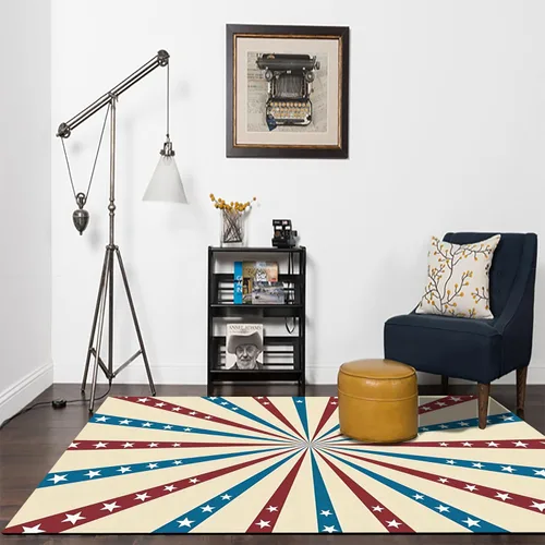 Vista 15 de Alfombra moderna y contemporánea con bandera estadounidense para interiores, 3 x 4 pies, alfombra antideslizante con temática de camuflaje verde